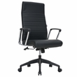 LeisureMod Hilton Modern High Back Leather Conference Office Chair in Black