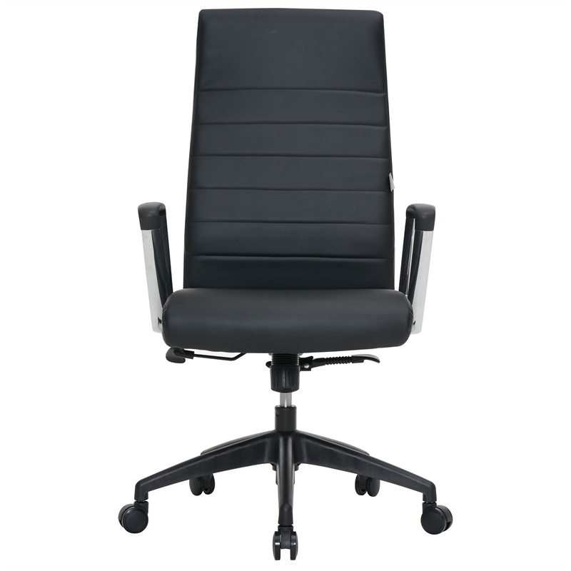 LeisureMod Hilton Modern High Back Leather Conference Office Chair in Black
