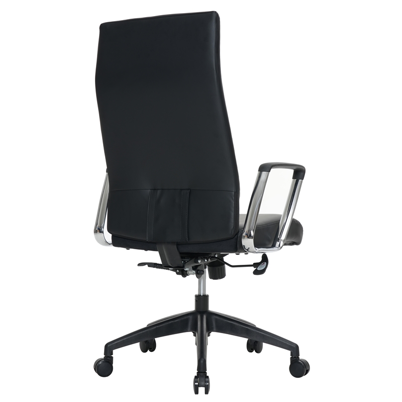 LeisureMod Hilton Modern High Back Leather Conference Office Chair in Black