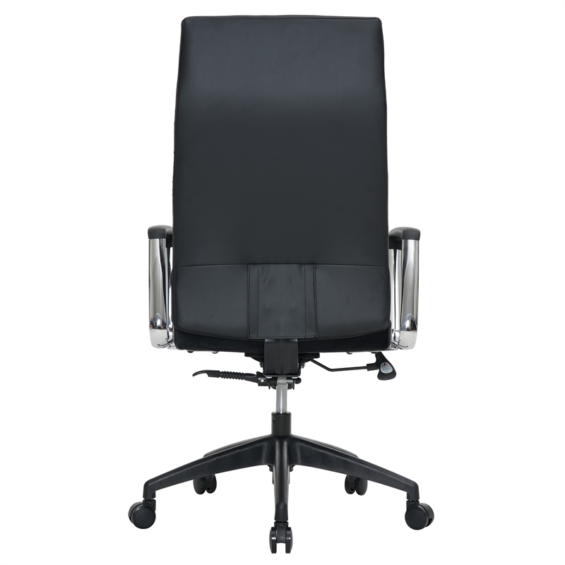 LeisureMod Hilton Modern High Back Leather Conference Office Chair in Black