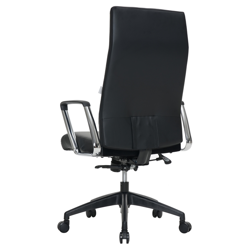 LeisureMod Hilton Modern High Back Leather Conference Office Chair in Black