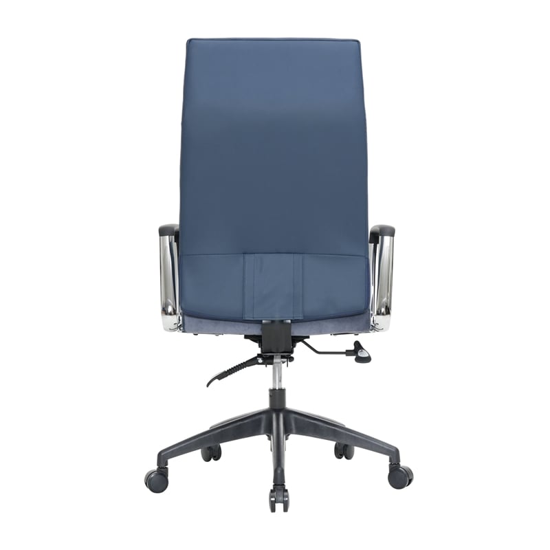 LeisureMod Hilton Modern High Back Leather Conference Office Chair in Navy Blue