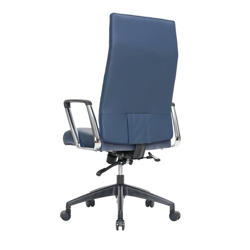 LeisureMod Hilton Modern High Back Leather Conference Office Chair in Navy Blue