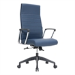 LeisureMod Hilton Modern High Back Leather Conference Office Chair in Navy Blue