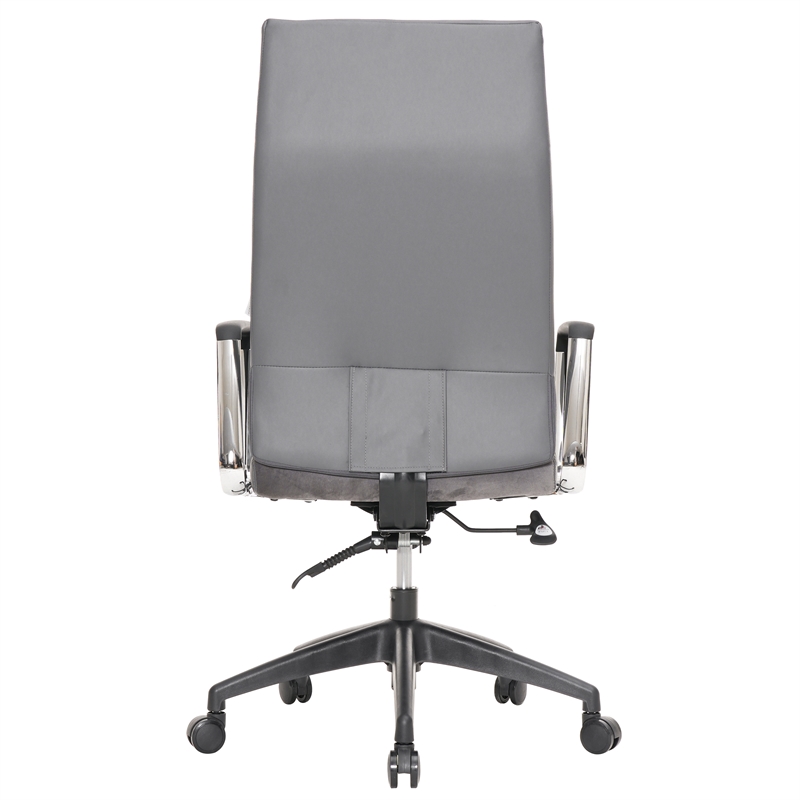 LeisureMod Hilton Modern High Back Leather Conference Office Chair in Gray