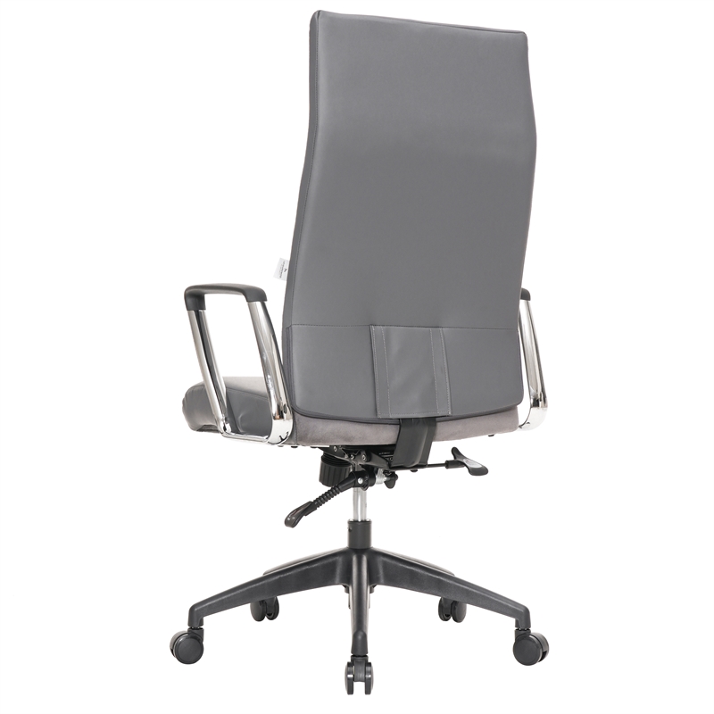 LeisureMod Hilton Modern High Back Leather Conference Office Chair in Gray
