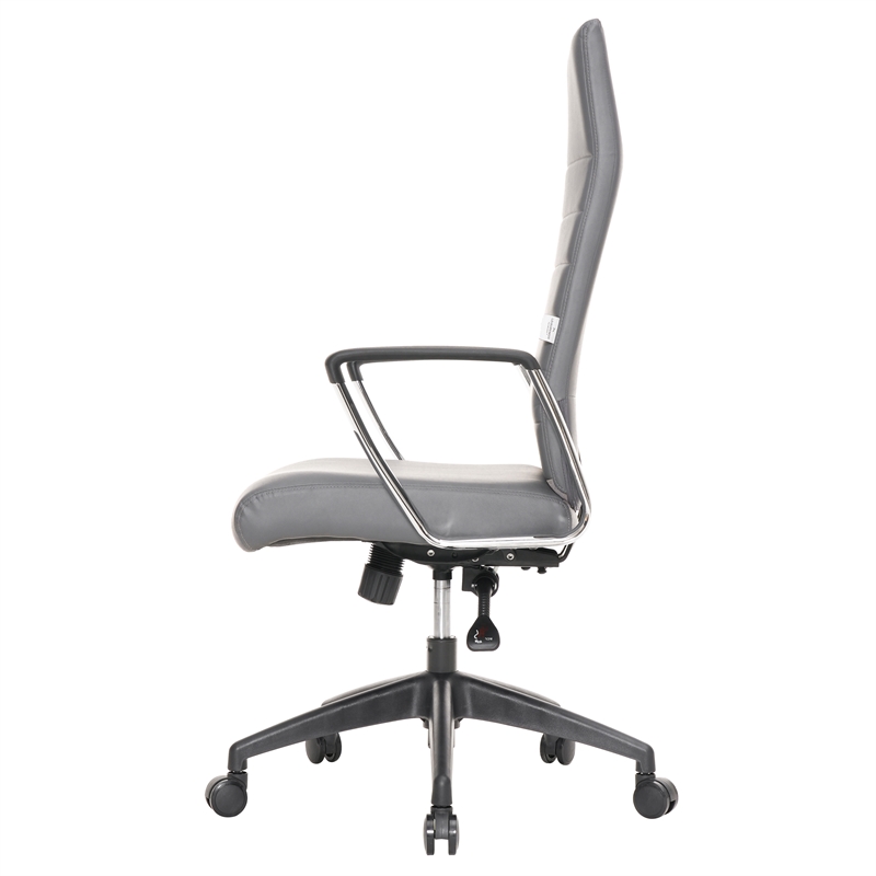 LeisureMod Hilton Modern High Back Leather Conference Office Chair in Gray