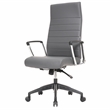 LeisureMod Hilton Modern High Back Leather Conference Office Chair in Gray