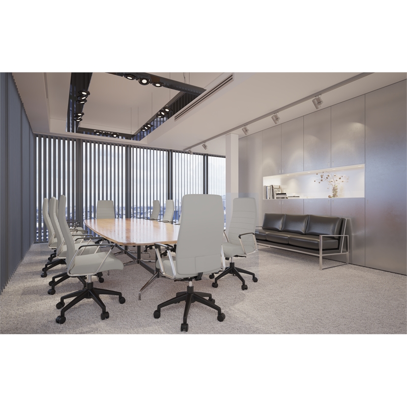 LeisureMod Hilton Modern High Back Leather Conference Office Chair in Tan