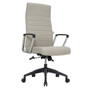 LeisureMod Hilton Modern High Back Leather Conference Office Chair in Tan