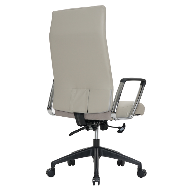 LeisureMod Hilton Modern High Back Leather Conference Office Chair in Tan