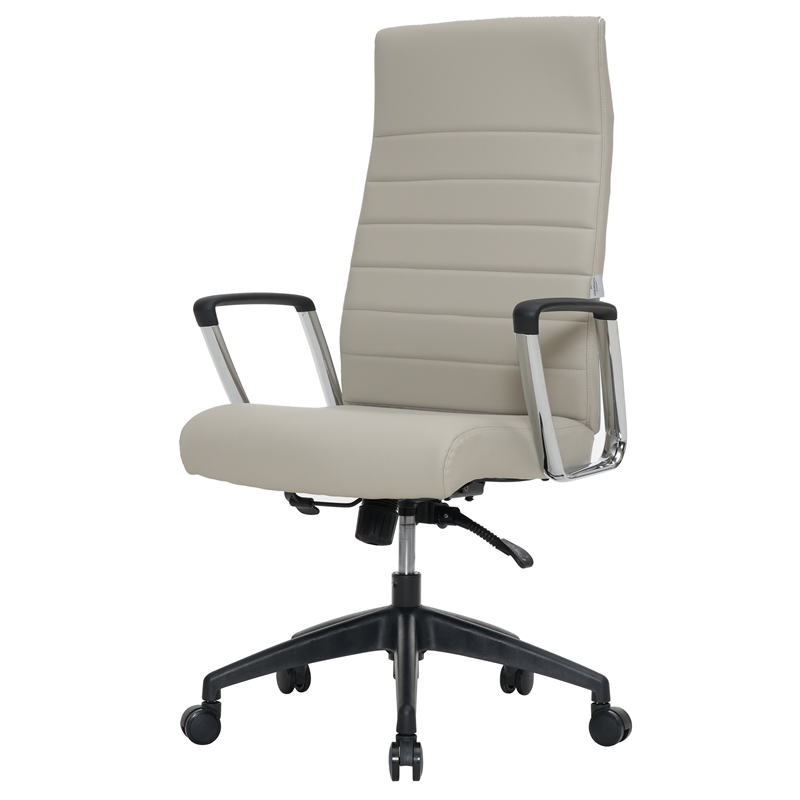 LeisureMod Hilton Modern High Back Leather Conference Office Chair in Tan