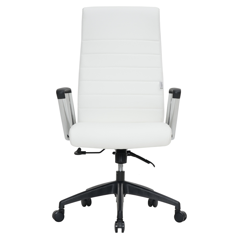 LeisureMod Hilton Modern High Back Leather Conference Office Chair in White
