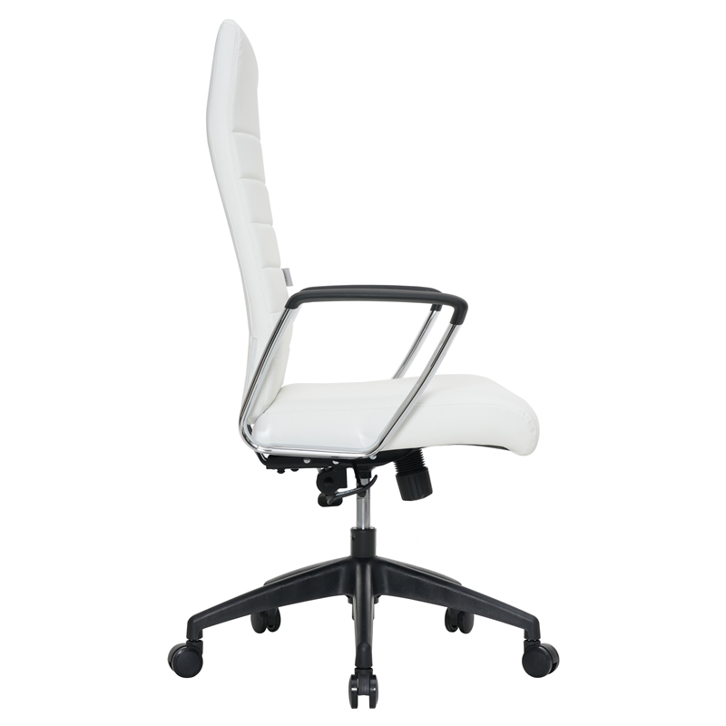 LeisureMod Hilton Modern High Back Leather Conference Office Chair in White