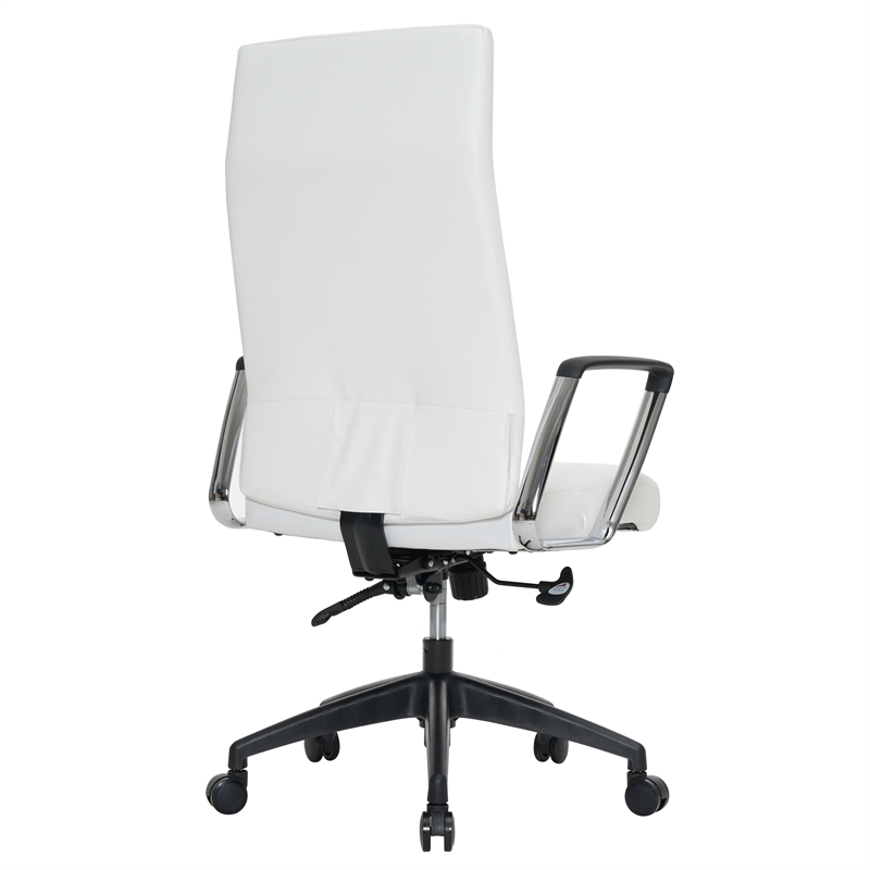 LeisureMod Hilton Modern High Back Leather Conference Office Chair in White
