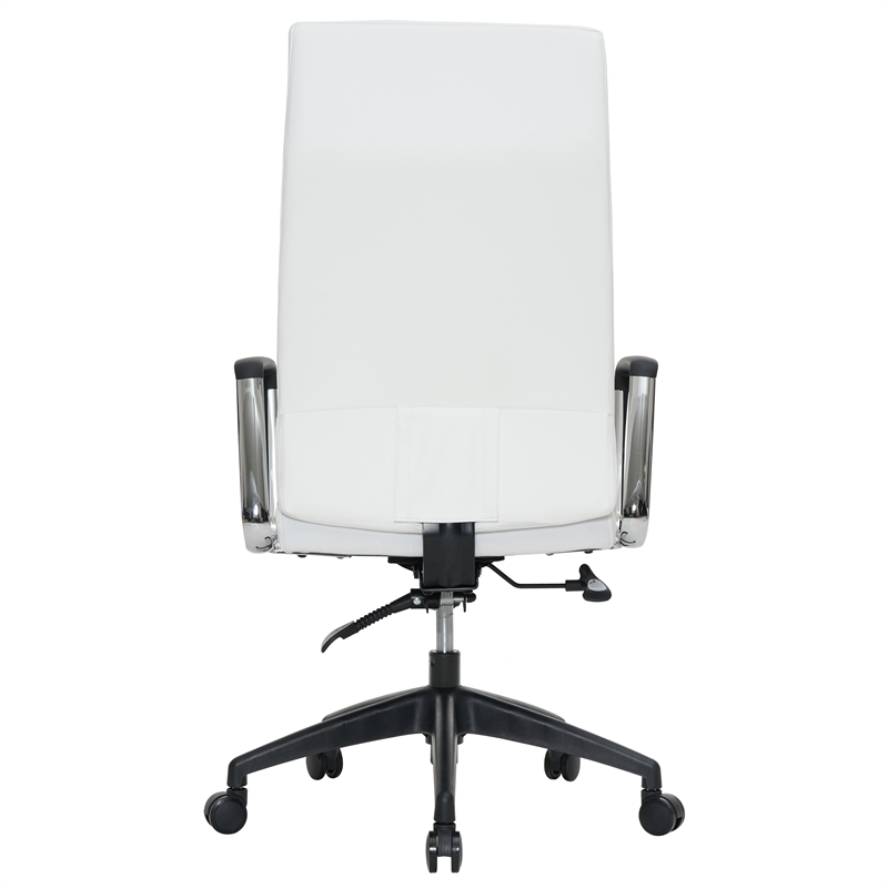 LeisureMod Hilton Modern High Back Leather Conference Office Chair in White