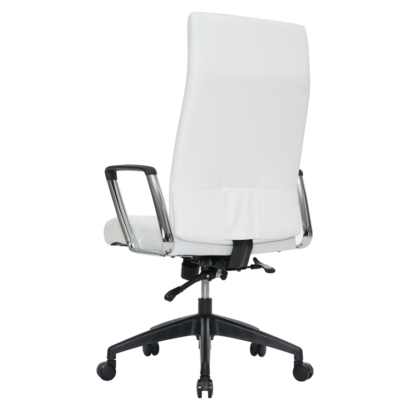 LeisureMod Hilton Modern High Back Leather Conference Office Chair in White