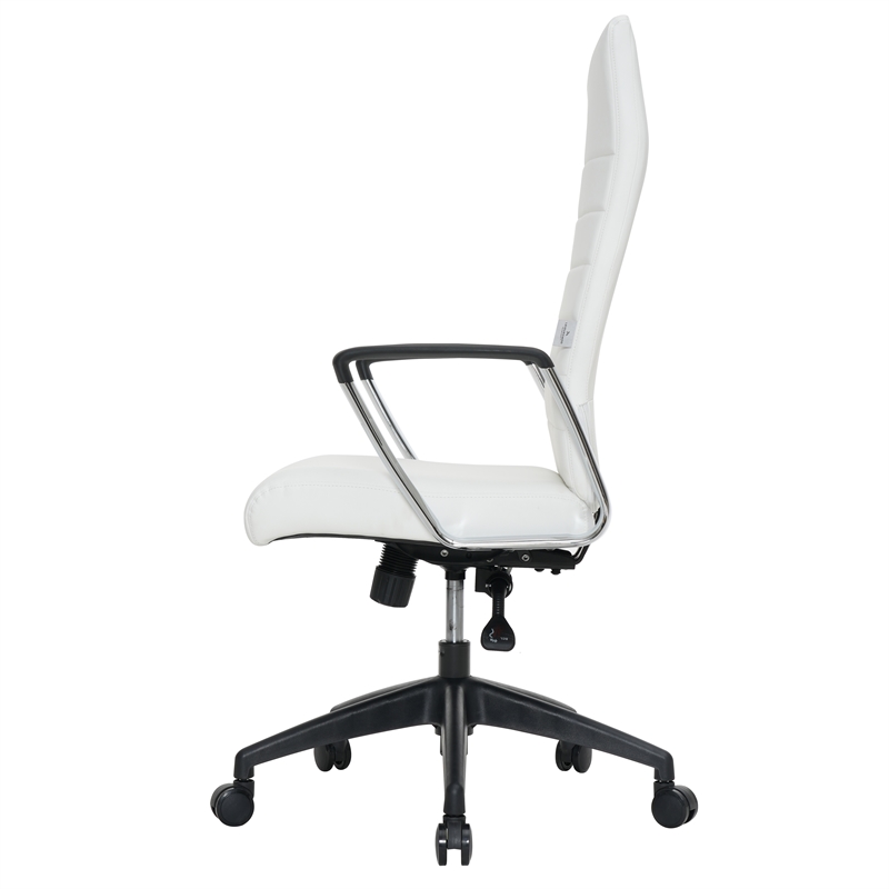 LeisureMod Hilton Modern High Back Leather Conference Office Chair in White