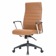 LeisureMod Hilton Modern High Back Leather Conference Office Chair Light Brown
