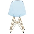 LeisureMod Cresco Modern Gold Eiffel Base Dining Side Chair in Transparent Blue