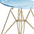 LeisureMod Cresco Modern Gold Eiffel Base Dining Side Chair in Transparent Blue