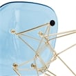LeisureMod Cresco Modern Gold Eiffel Base Dining Side Chair in Transparent Blue