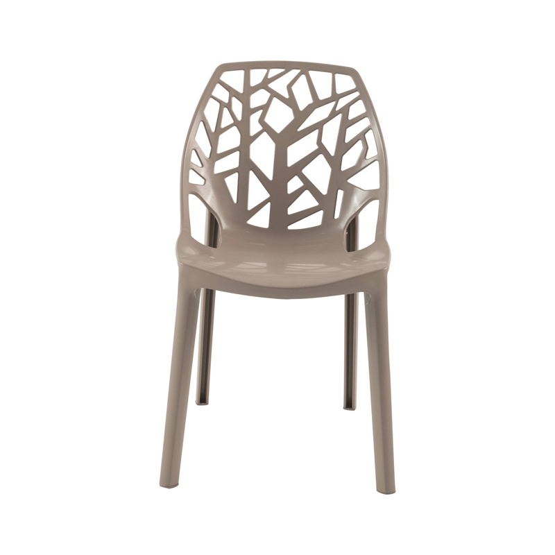 LeisureMod Cornelia Modern Plastic Dining Side Chair in Solid Taupe