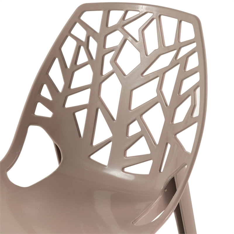 LeisureMod Cornelia Modern Plastic Dining Side Chair in Solid Taupe