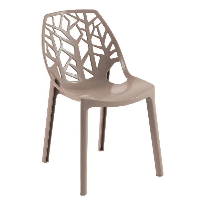 LeisureMod Cornelia Modern Plastic Dining Side Chair in Solid Taupe