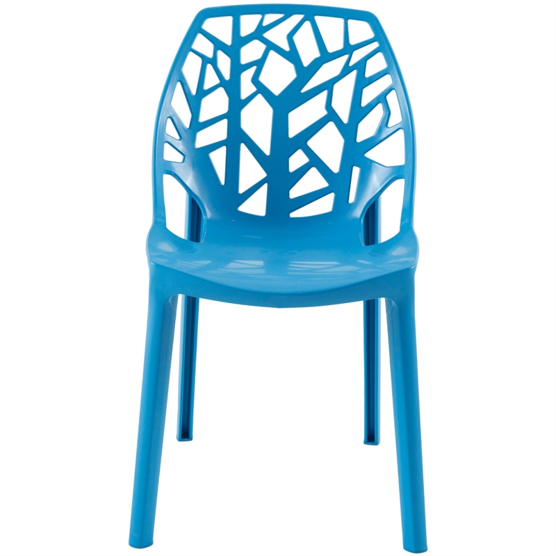 LeisureMod Cornelia Modern Plastic Dining Side Chair in Solid Blue