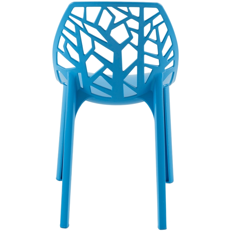 LeisureMod Cornelia Modern Plastic Dining Side Chair in Solid Blue
