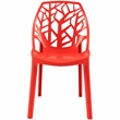 LeisureMod Cornelia Modern Plastic Dining Side Chair in Solid Red