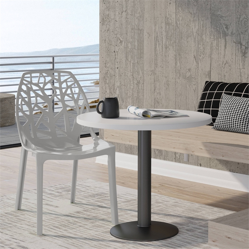 LeisureMod Cornelia Modern Plastic Dining Side Chair in Solid Gray