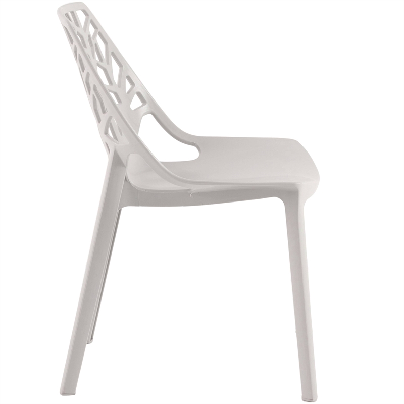 LeisureMod Cornelia Modern Plastic Dining Side Chair in Solid Gray