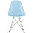 LeisureMod Cresco Eiffel Base Dining Side Chair Set of 4 in Transparent Blue