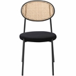 LeisureMod Euston Modern Wicker Dining Chair with Velvet Round Seat in Black