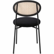 LeisureMod Euston Modern Wicker Dining Chair with Velvet Round Seat in Black