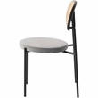 LeisureMod Euston Modern Wicker Dining Chair with Velvet Round Seat in Gray