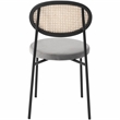 LeisureMod Euston Modern Wicker Dining Chair with Velvet Round Seat in Gray