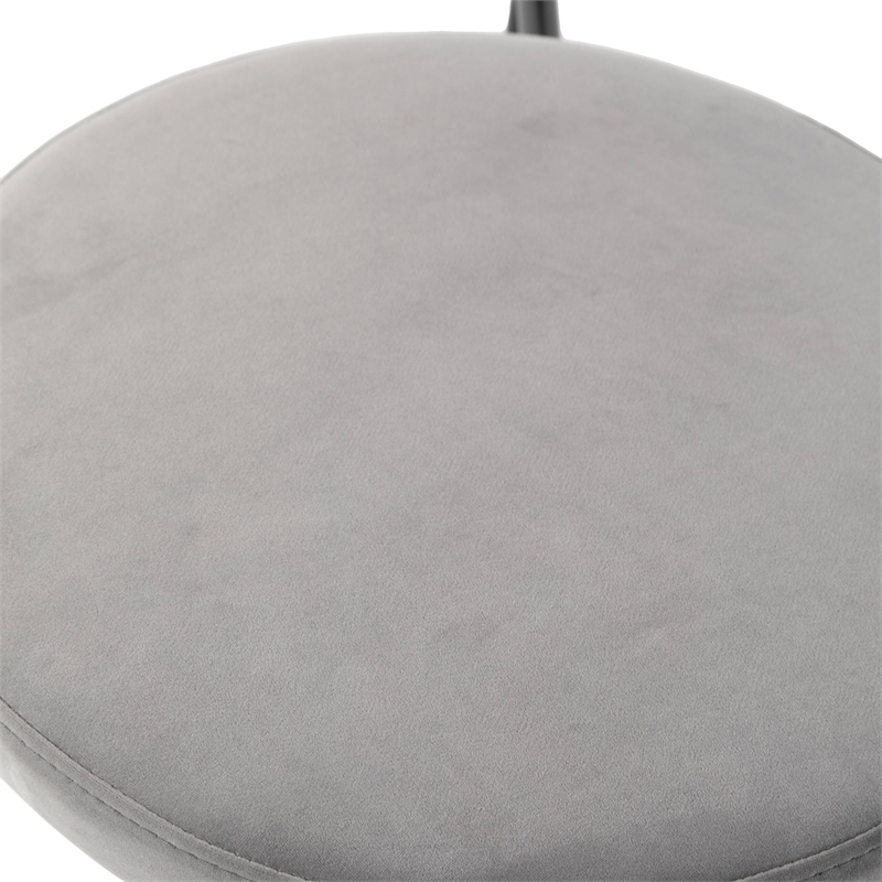 LeisureMod Euston Modern Wicker Dining Chair with Velvet Round Seat in Gray