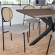 LeisureMod Euston Modern Wicker Dining Chair with Velvet Round Seat in Gray