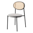 LeisureMod Euston Modern Wicker Dining Chair with Velvet Round Seat in Gray
