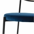 LeisureMod Euston Modern Wicker Dining Chair with Velvet Round Seat in Navy Blue