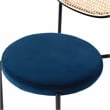 LeisureMod Euston Modern Wicker Dining Chair with Velvet Round Seat in Navy Blue