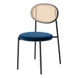 LeisureMod Euston Modern Wicker Dining Chair with Velvet Round Seat in Navy Blue