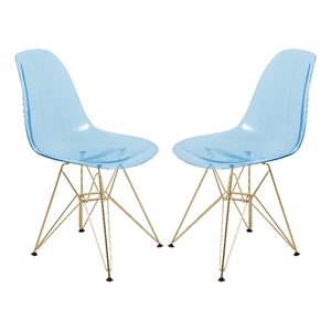 leisuremod cresco molded eiffel side chair with gold base set of 2