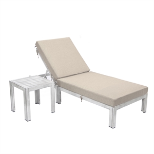 leisuremod chelsea patio grey chaise lounge chair with side table