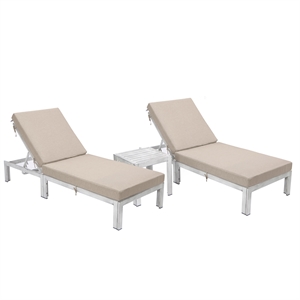 leisuremod chelsea patio grey chaise lounge chair set of 2 with side table