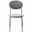 LeisureMod Euston Modern Grey Velvet Dining Chair with Grey Steel Frame