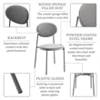 LeisureMod Euston Modern Grey Velvet Dining Chair with Grey Steel Frame